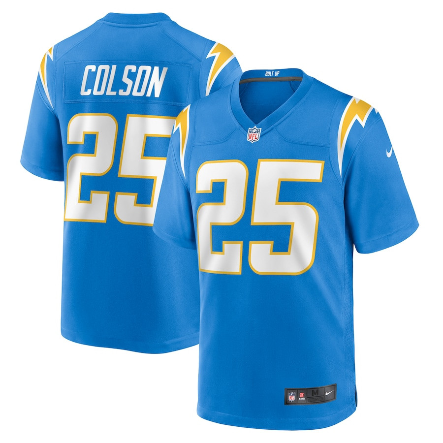 Junior Colson 25 Los Angeles Chargers Team Game Men Jersey - Powder Blue Js3709