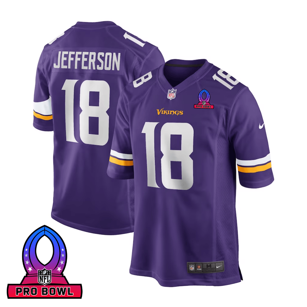 Justin Jefferson 18 Baltimore Ravens 2025 Pro Bowl Patch Game Men Jersey - Purple Js8914