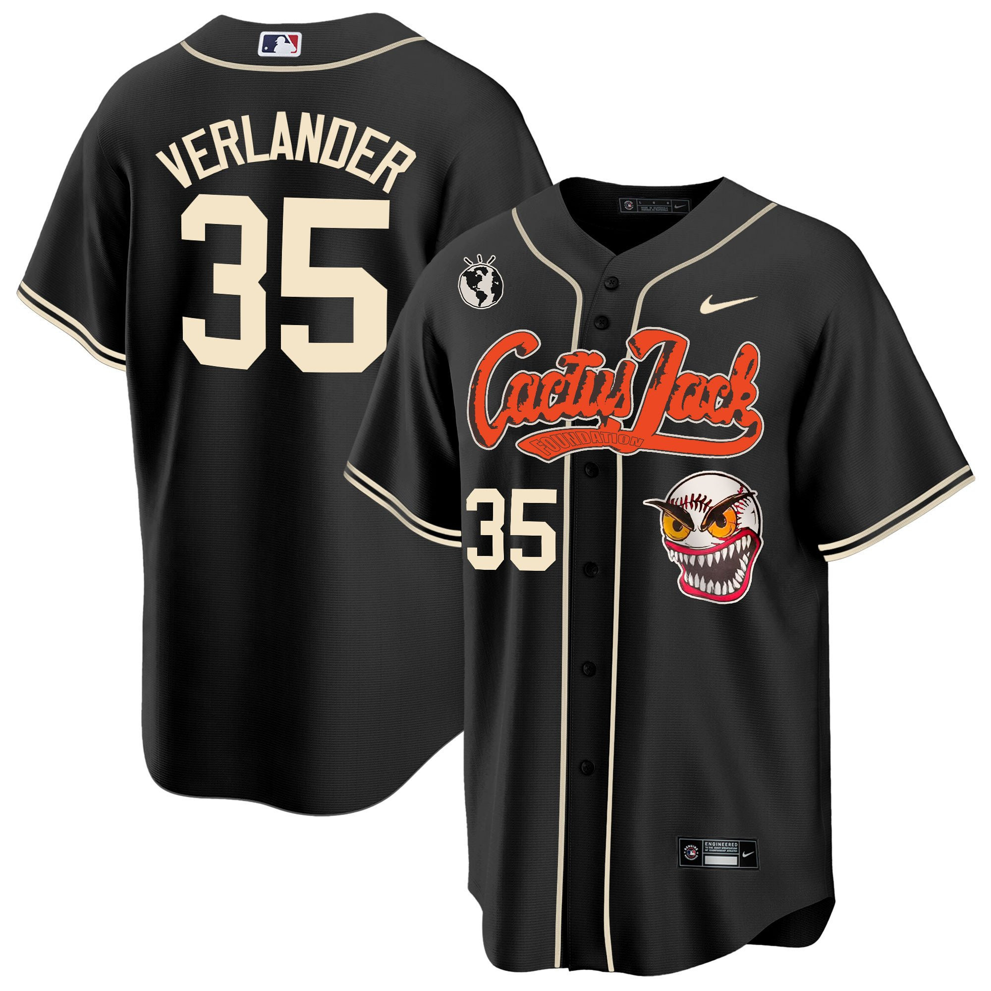 Justin Verlander 35 Houston Astros Cactus Jack Men Jersey - Black