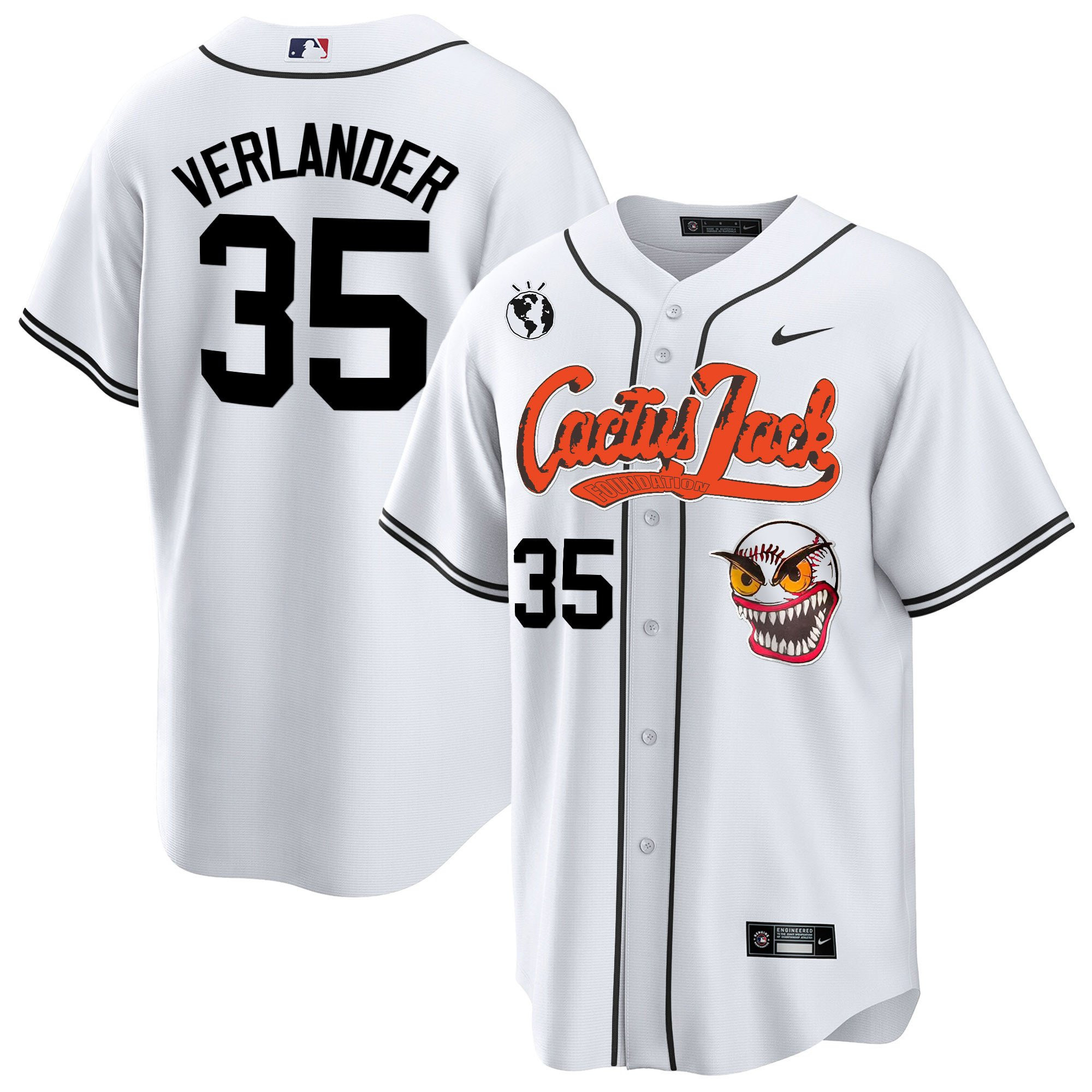 Justin Verlander 35 Houston Astros Cactus Jack White Jersey - Men