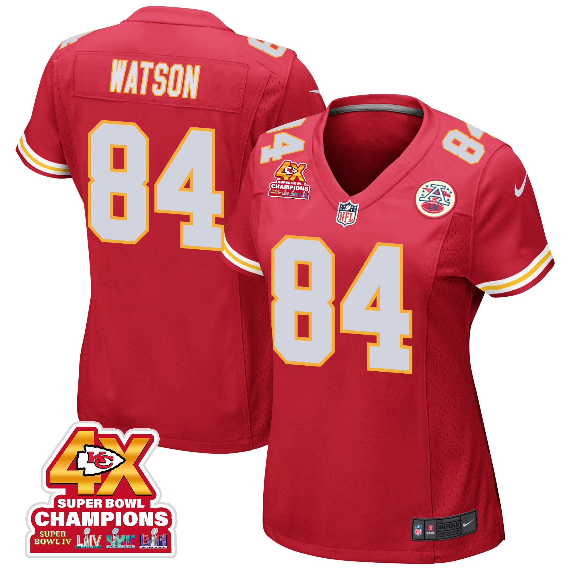 Justin Watson 84 Kansas City Chiefs Super Bowl Lviii Champions 4x Game Women Jersey - Red Js6274