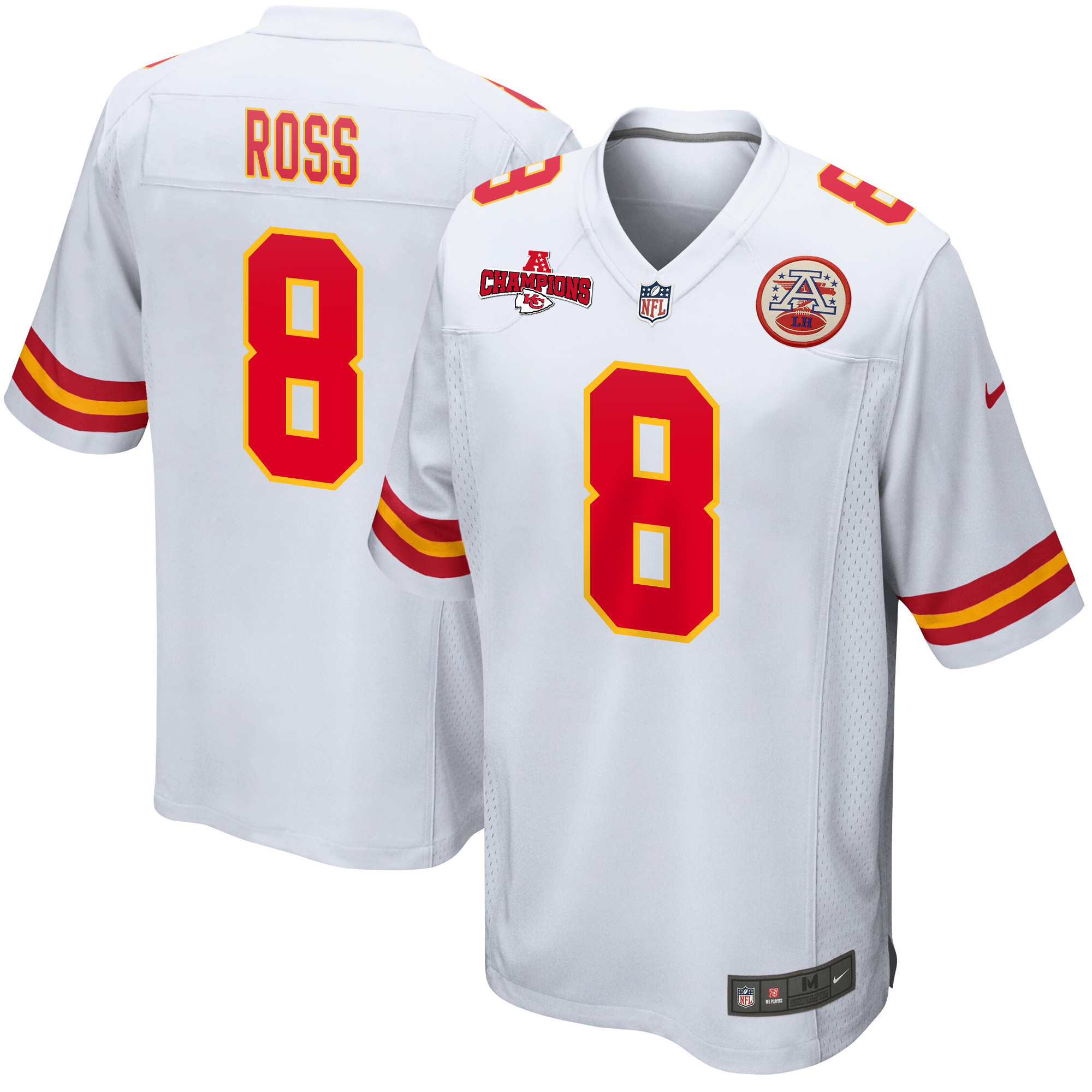 Justyn Ross 8 Kansas City Chiefs Afc Champions Patch Game Men Jersey - White Js5665