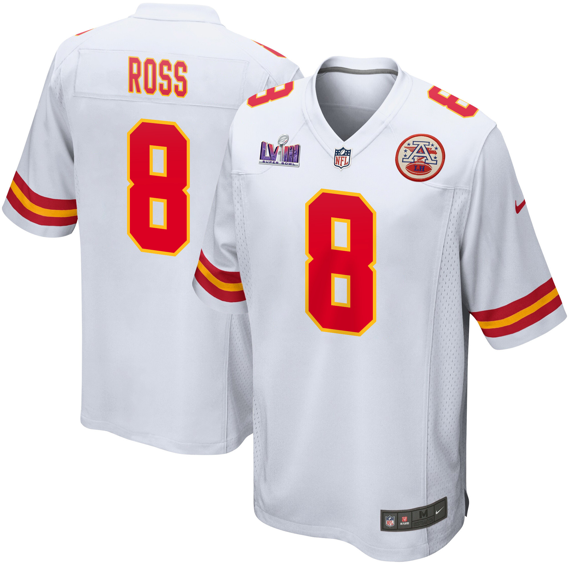 Justyn Ross 8 Kansas City Chiefs Super Bowl Lviii Patch Game Men Jersey - White Js5745