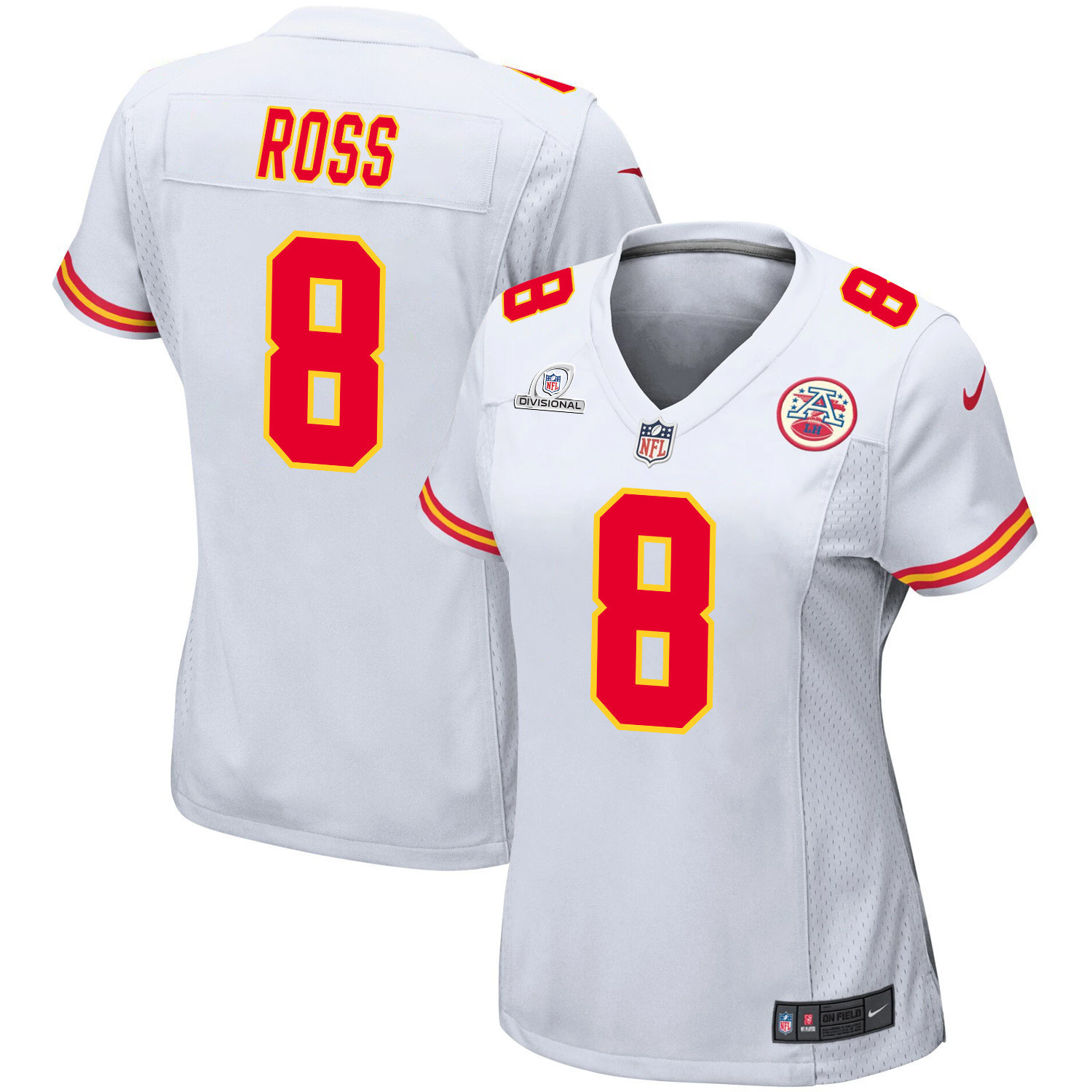 Justyn Ross 8 Kansas City Chiefs Super Bowl Lviii Patch Game Women Jersey - White Js4330