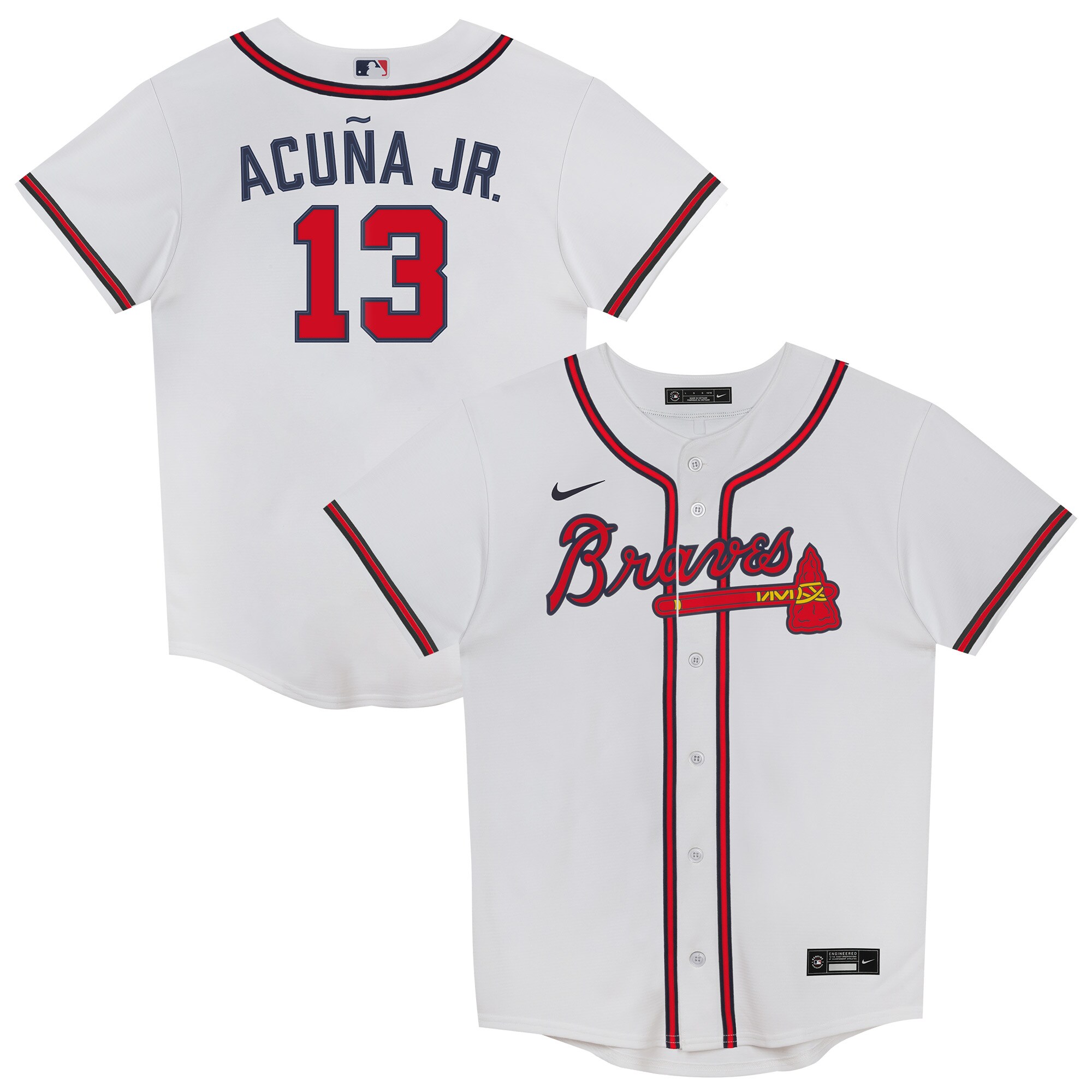 Juvenile Atlanta Braves Ronald Acu?a Jr. White 2.0 Player Jersey