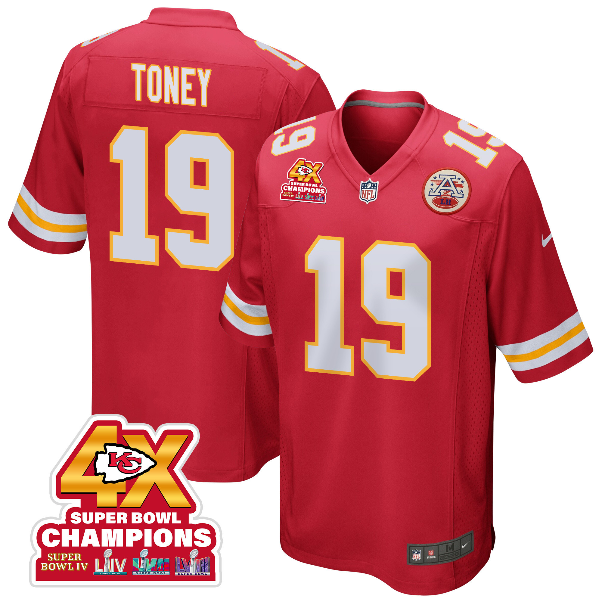 Kadarius Toney 19 Kansas City Chiefs Super Bowl Lviii Champions 4x Game Men Jersey - Red Js1777