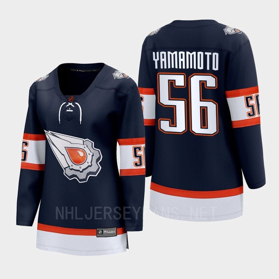 Kailer Yamamoto56 Edmonton Oilers 2022 Special Edition 2.0 Women Breakaway Player Retro Jersey Navy