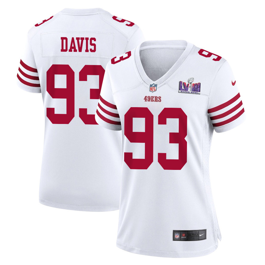 Kalia Davis 93 San Francisco 49ers Super Bowl Lviii Patch Game Women Jersey - White Js8084
