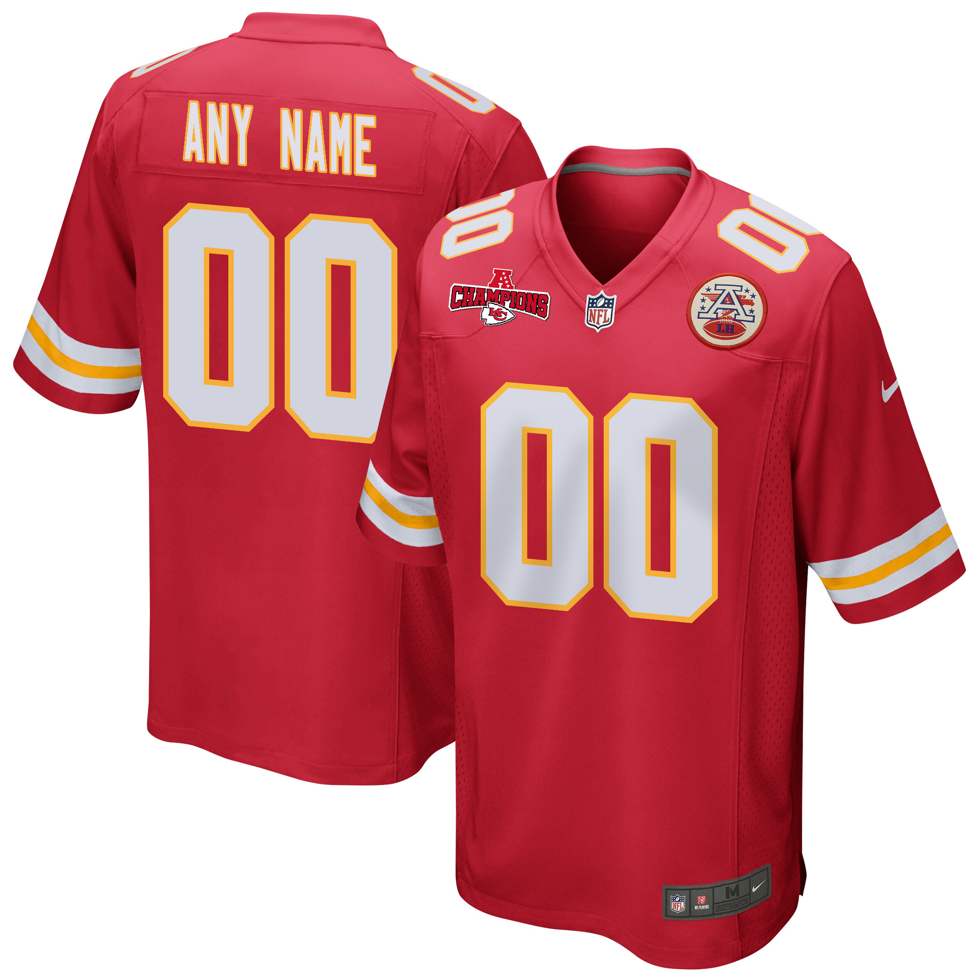 Kansas City Chiefs Afc Champions Patch Game Men Custom Jersey - Red Js3480