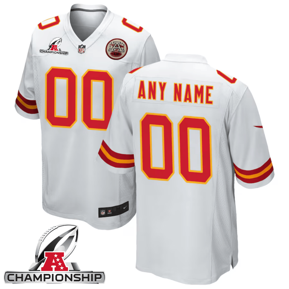 Kansas City Chiefs Afc Championship Patch Game Men Custom Jersey - White Js7780