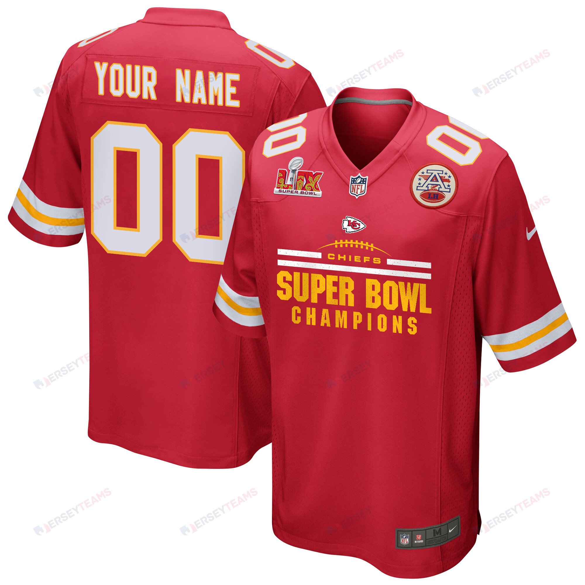 Kansas City Chiefs Super Bowl Lix Champions Ball Game Men Custom Jersey - Red Js3422