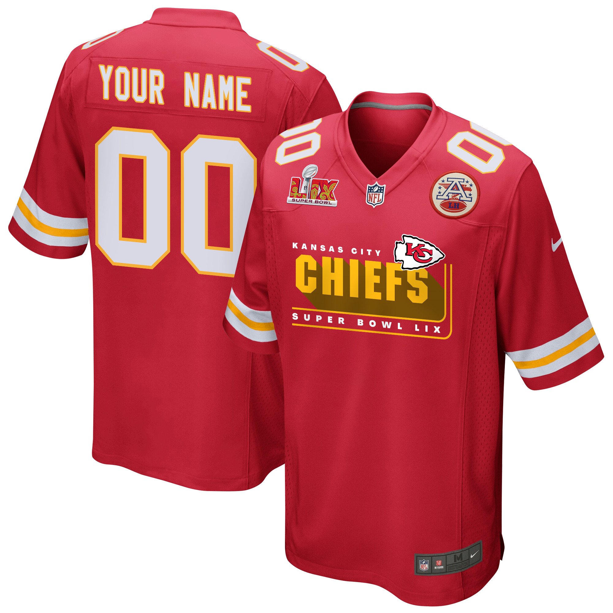 Kansas City Chiefs Super Bowl Lix Champions Big Chiefs Game Men Custom Jersey - Red Js5662