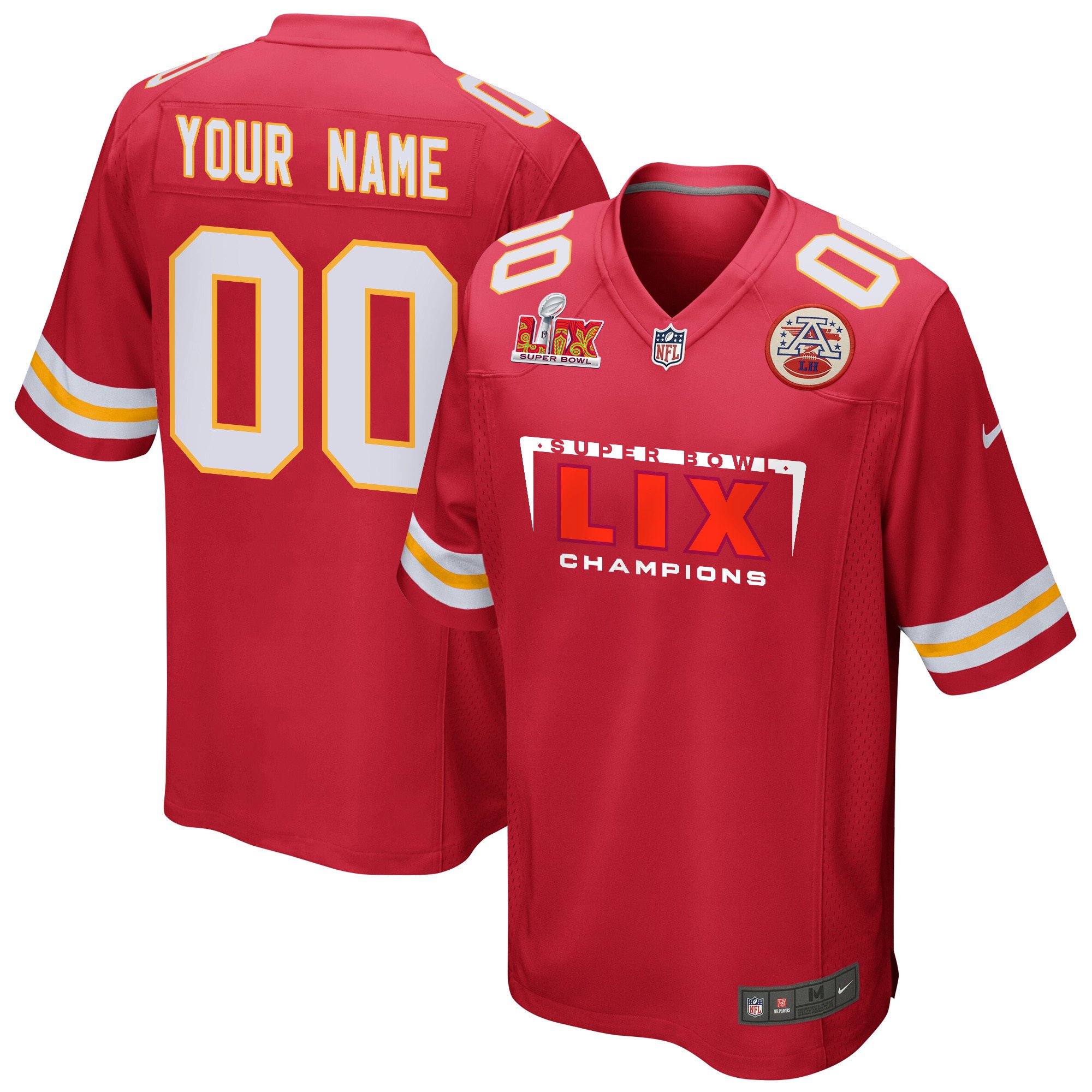 Kansas City Chiefs Super Bowl Lix Champions Simple Style V2 Game Men Custom Jersey - Red Js8027