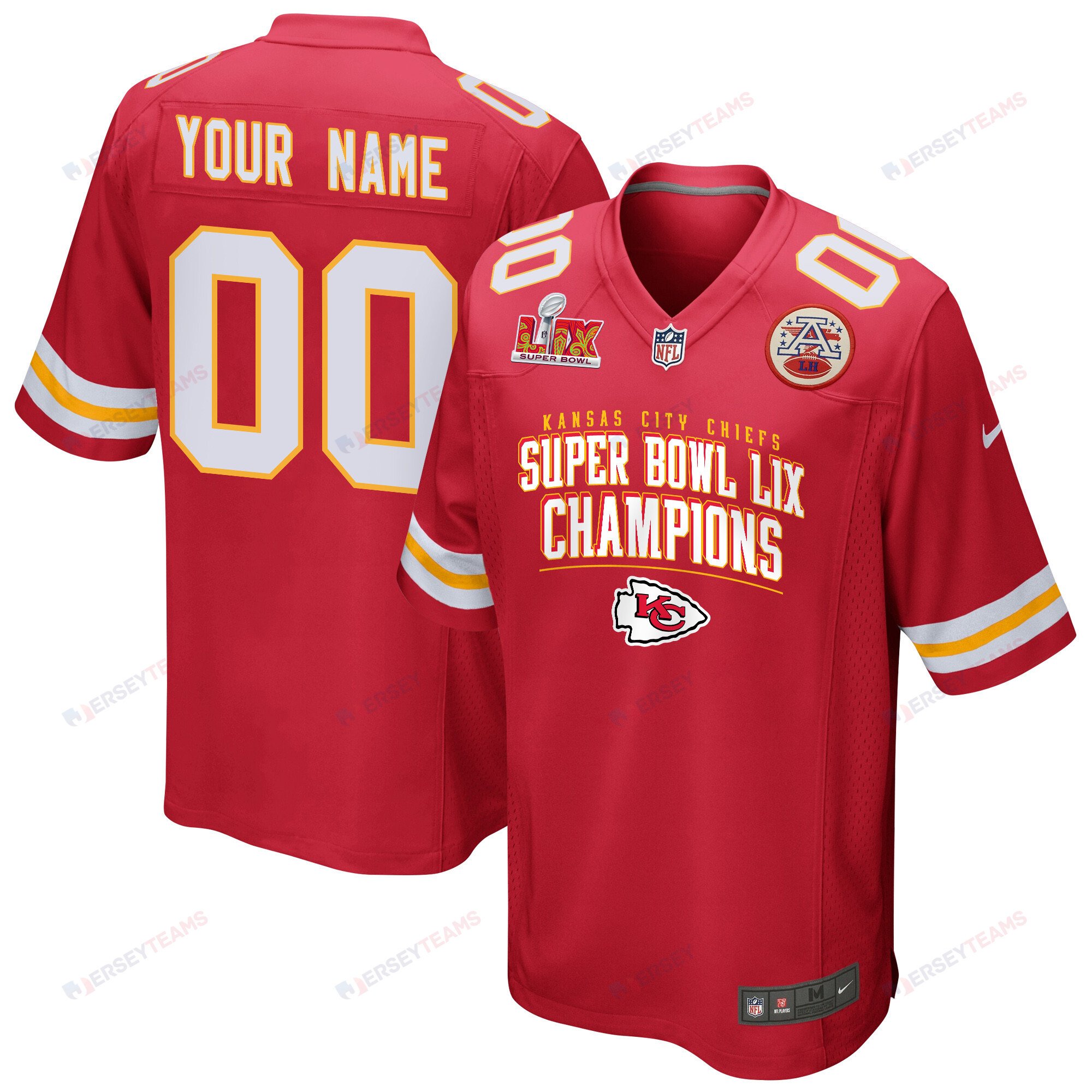 Kansas City Chiefs Super Bowl Lix Champions V2 Game Men Custom Jersey - Red Js5523