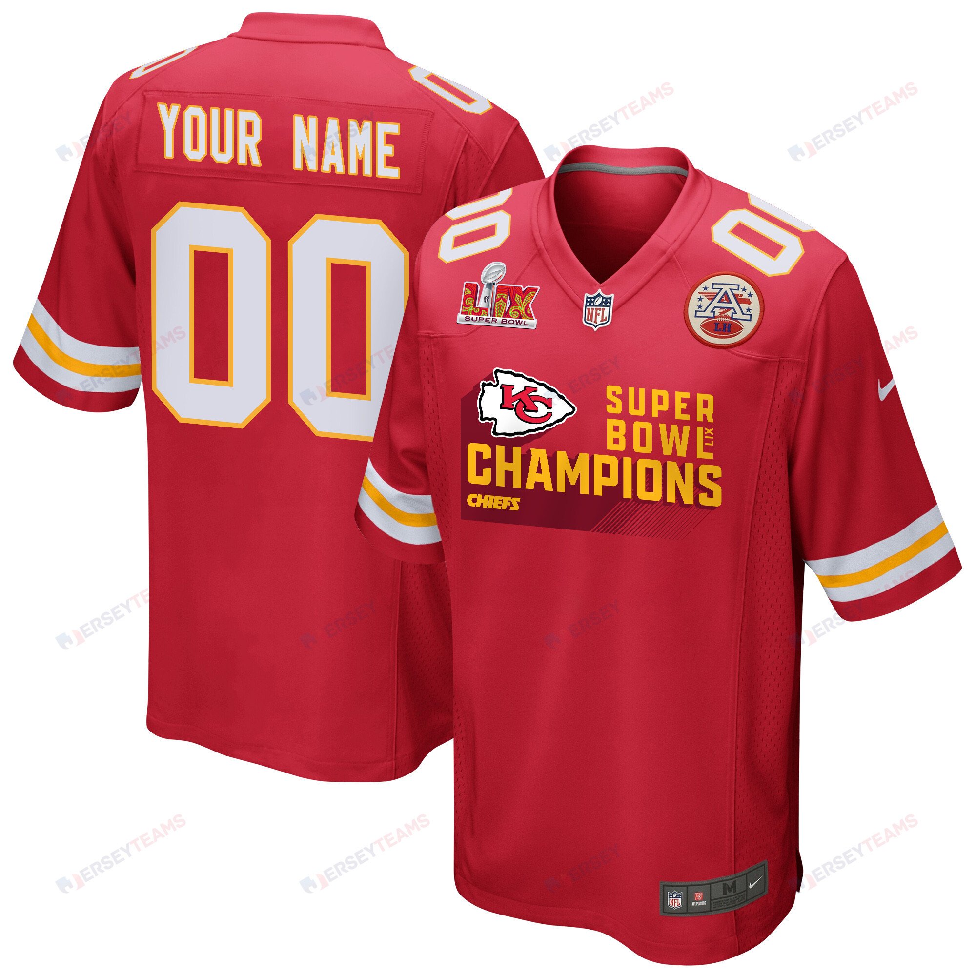 Kansas City Chiefs Super Bowl Lix Champions V4 Game Men Custom Jersey - Red Js6494
