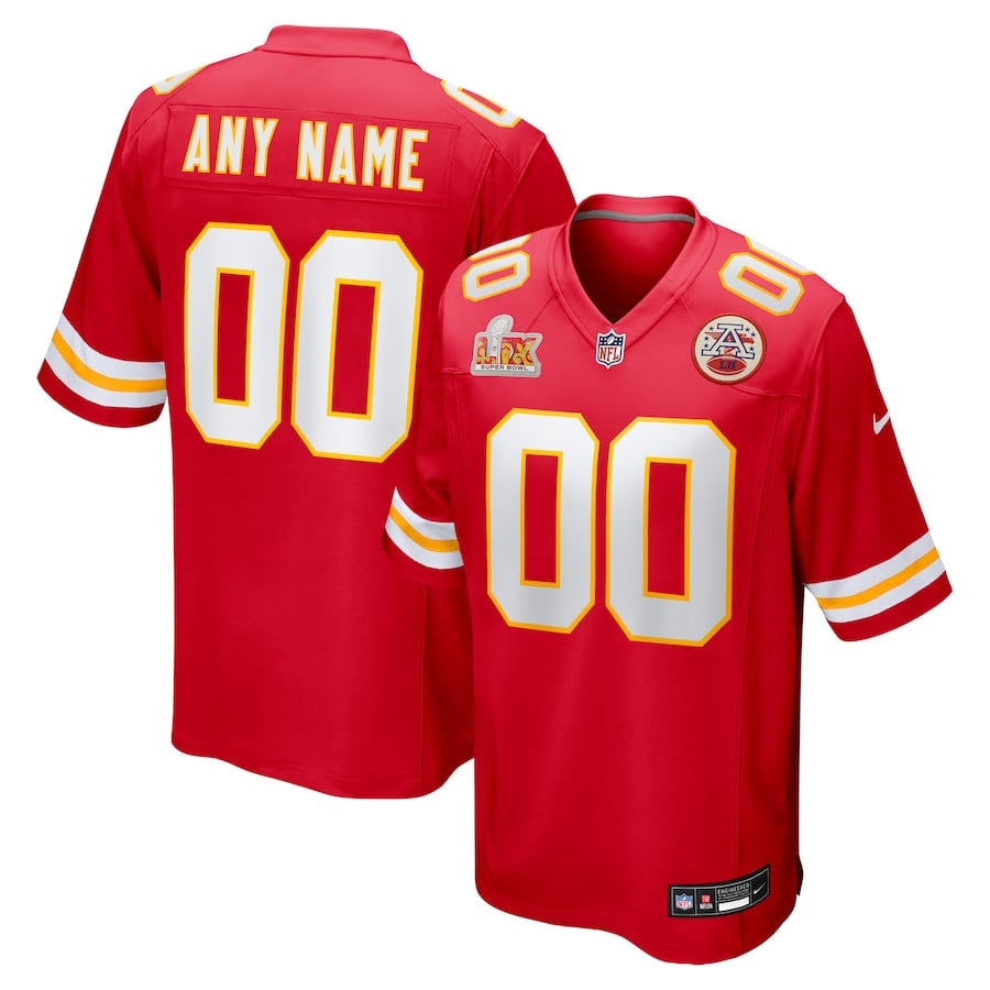 Kansas City Chiefs Super Bowl Lix Custom Men Game Jersey - Red Js4326
