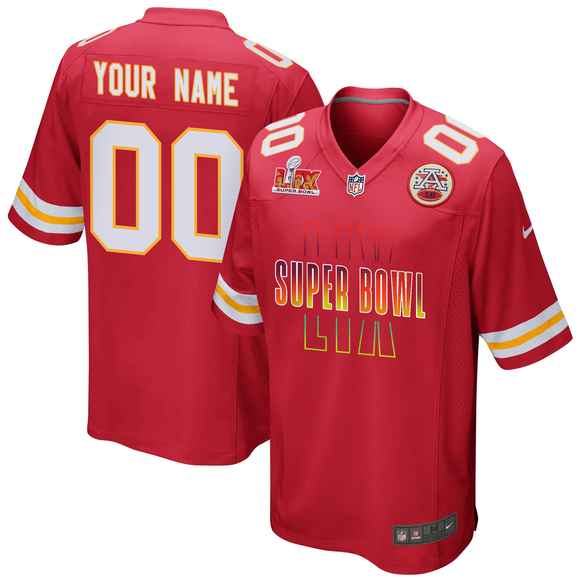 Kansas City Chiefs Super Bowl Lix Game Men Custom Jersey - Red Js9821