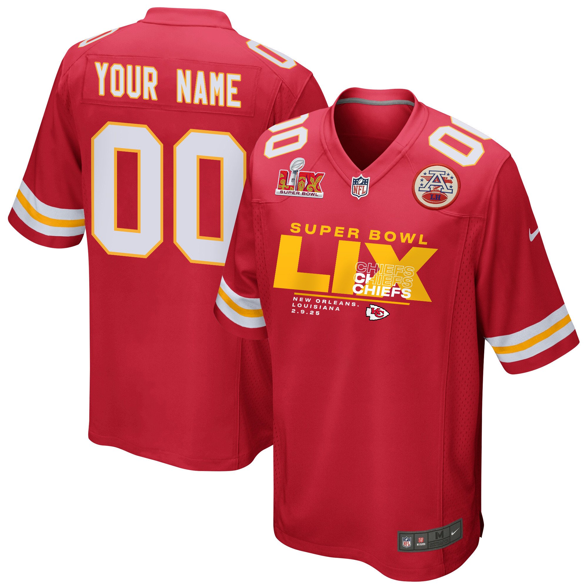 Kansas City Chiefs Super Bowl Lix New Orleans Game Men Jersey - Red Js6951
