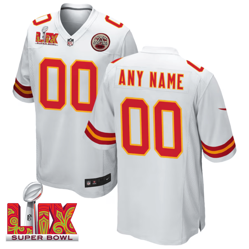 Kansas City Chiefs Super Bowl Lix Patch Game Men Custom Jersey - White Js1721