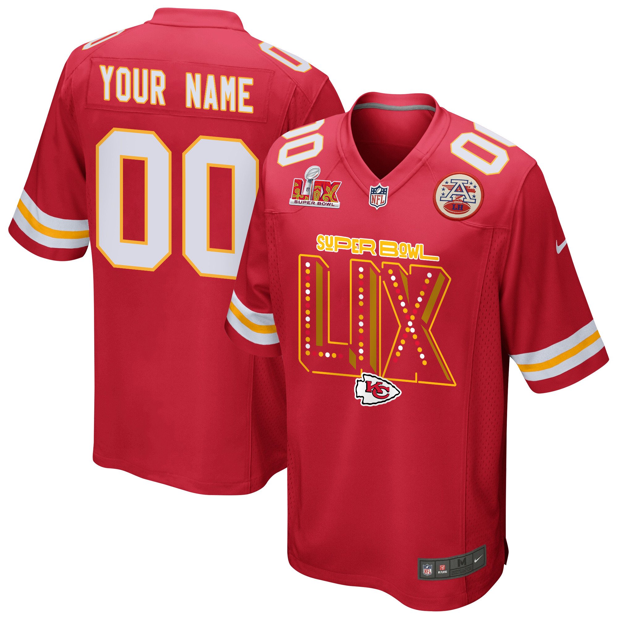 Kansas City Chiefs Super Bowl Lix V2 Game Men Custom Jersey - Red Js6940