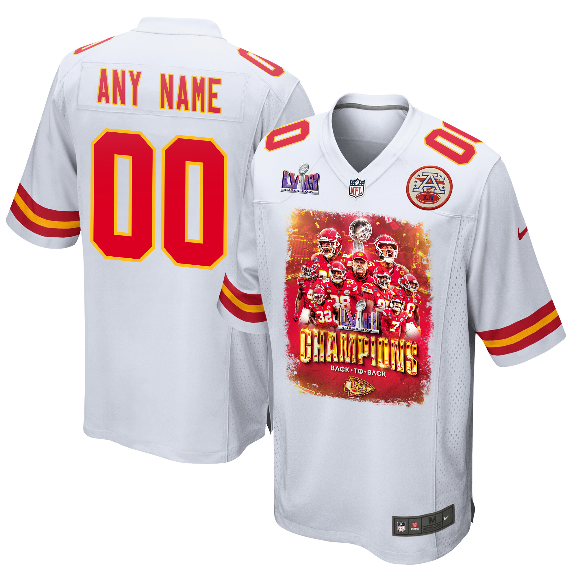 Kansas City Chiefs Super Bowl Lviii Back To Back Game Custom Men Jersey - White Js6209