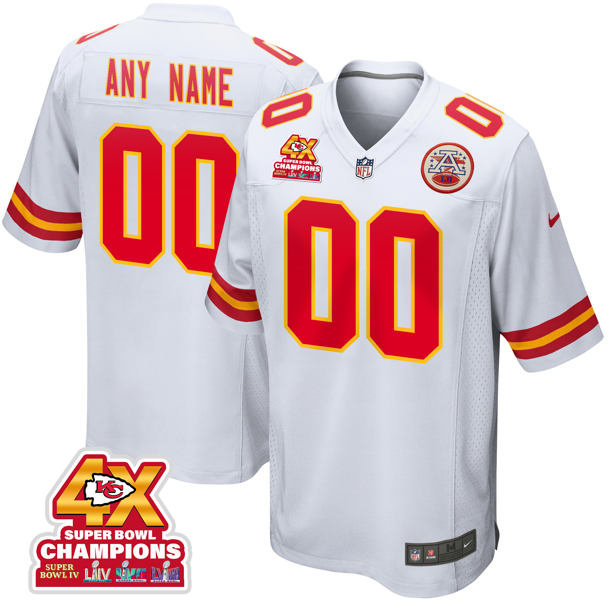 Kansas City Chiefs Super Bowl Lviii Champions 4x Game Custom Men Jersey - White Js7758