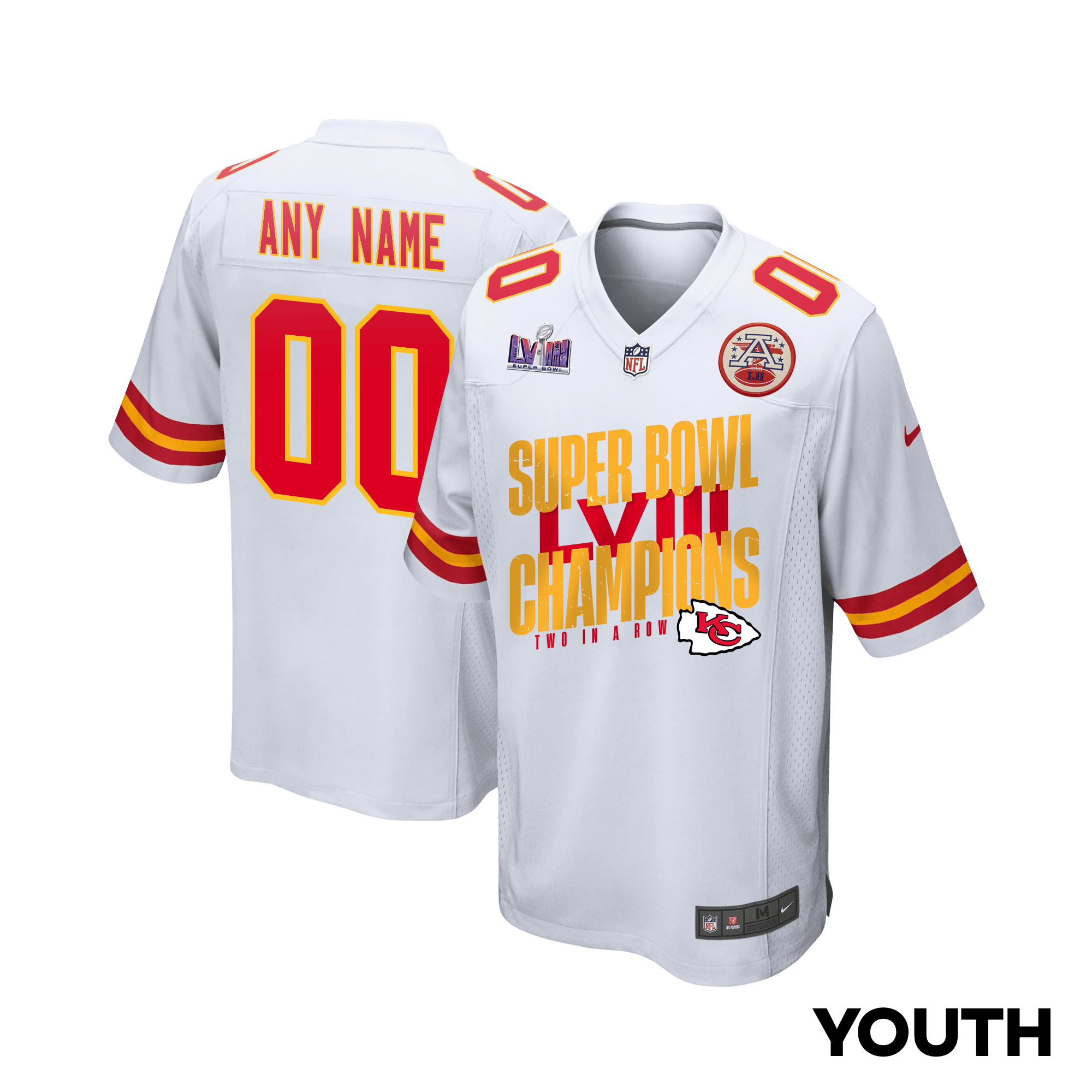 Kansas City Chiefs Super Bowl Lviii Champions Iconic Victory Game Youth Jersey - White Js4886