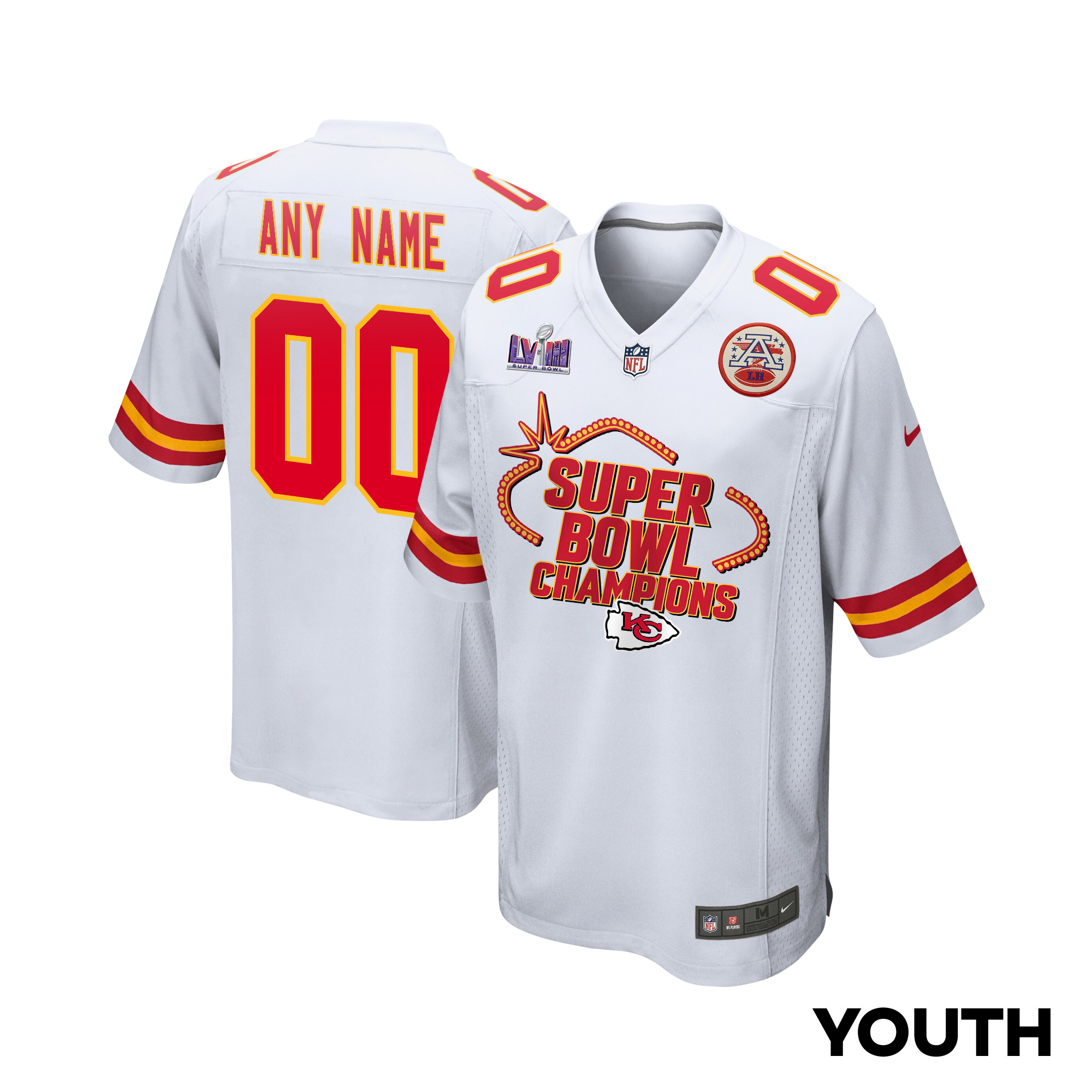 Kansas City Chiefs Super Bowl Lviii Champions Locker Room Trophy Collection Game Youth Jersey - White Js8114