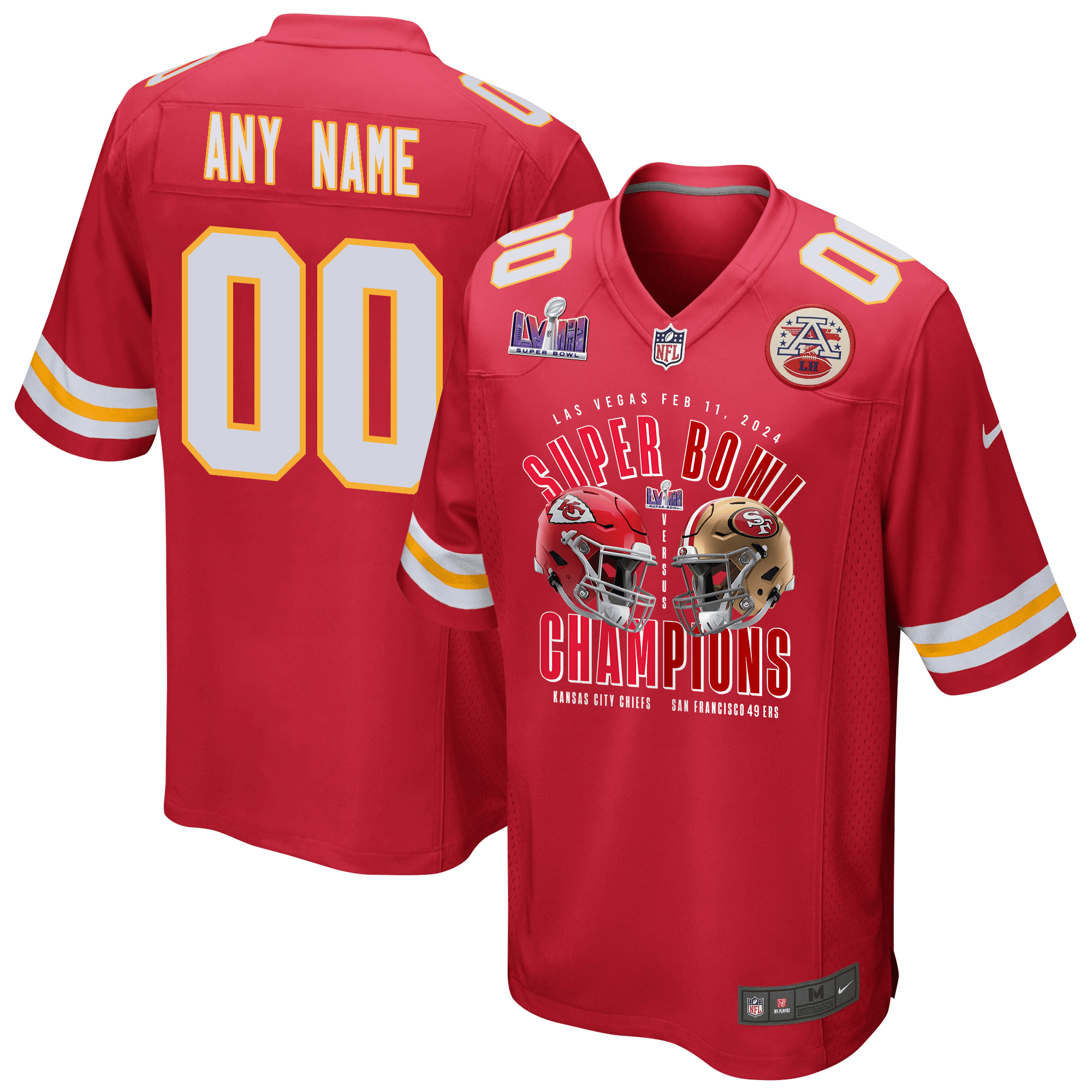 Kansas City Chiefs Vs. San Francisco 49ers Super Bowl Lviii Matchup Game Custom Men Jersey - Red Js6762