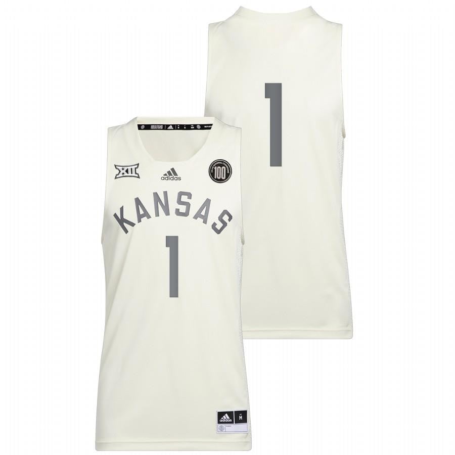 Kansas Jayhawks 1 2022 White 100 Anniversary Of 1922 Helms National Champs Retro Men Jersey