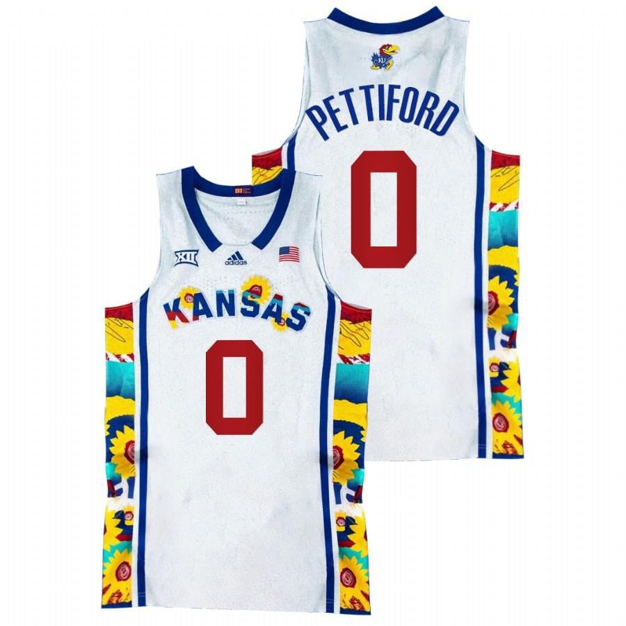 Kansas Jayhawks Bobby Pettiford 0 2022 White Sunflower Showdown Basketball Men Jersey