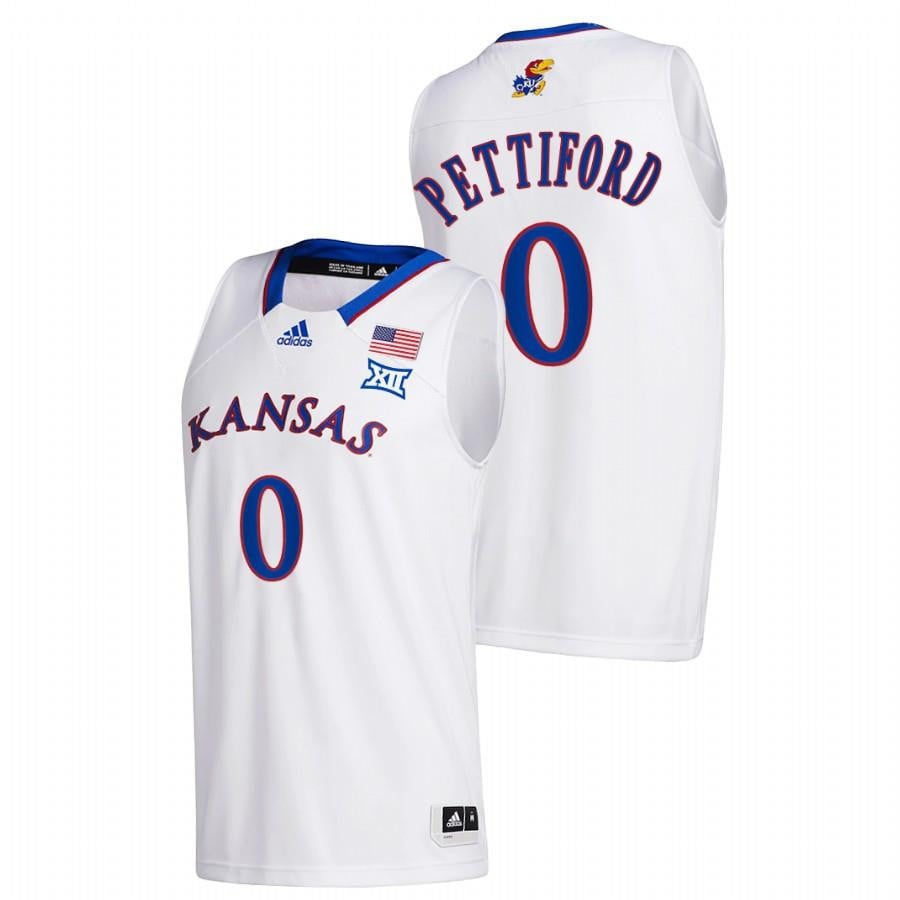 Kansas Jayhawks Bobby Pettiford 0 2023 White College Basketball Home Men Jersey