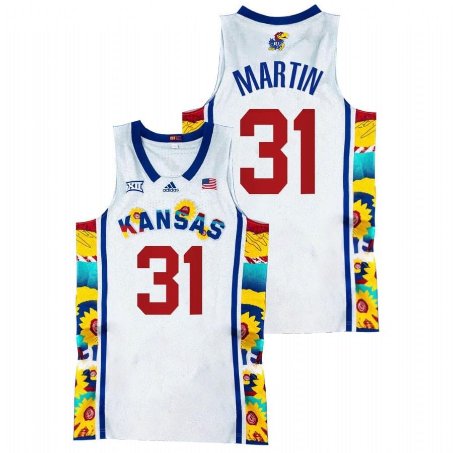 Kansas Jayhawks Cam Martin 31 2022 White Sunflower Showdown Basketball Men Jersey