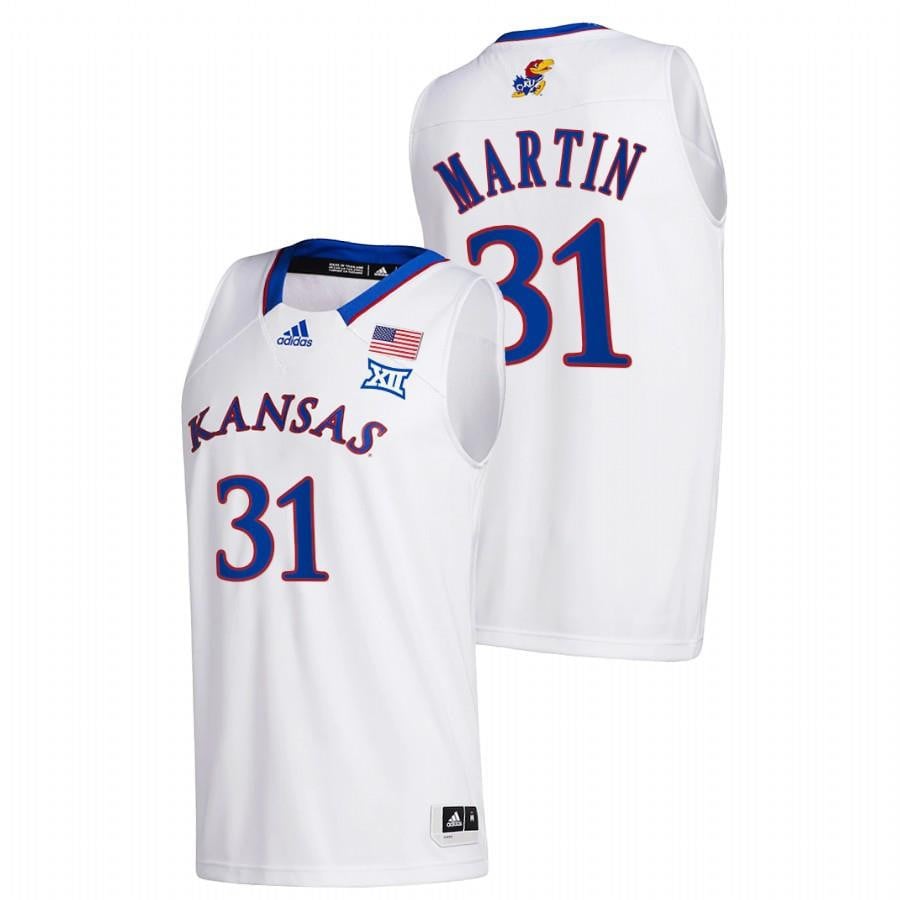 Kansas Jayhawks Cam Martin 31 2023 White College Basketball Home Men Jersey