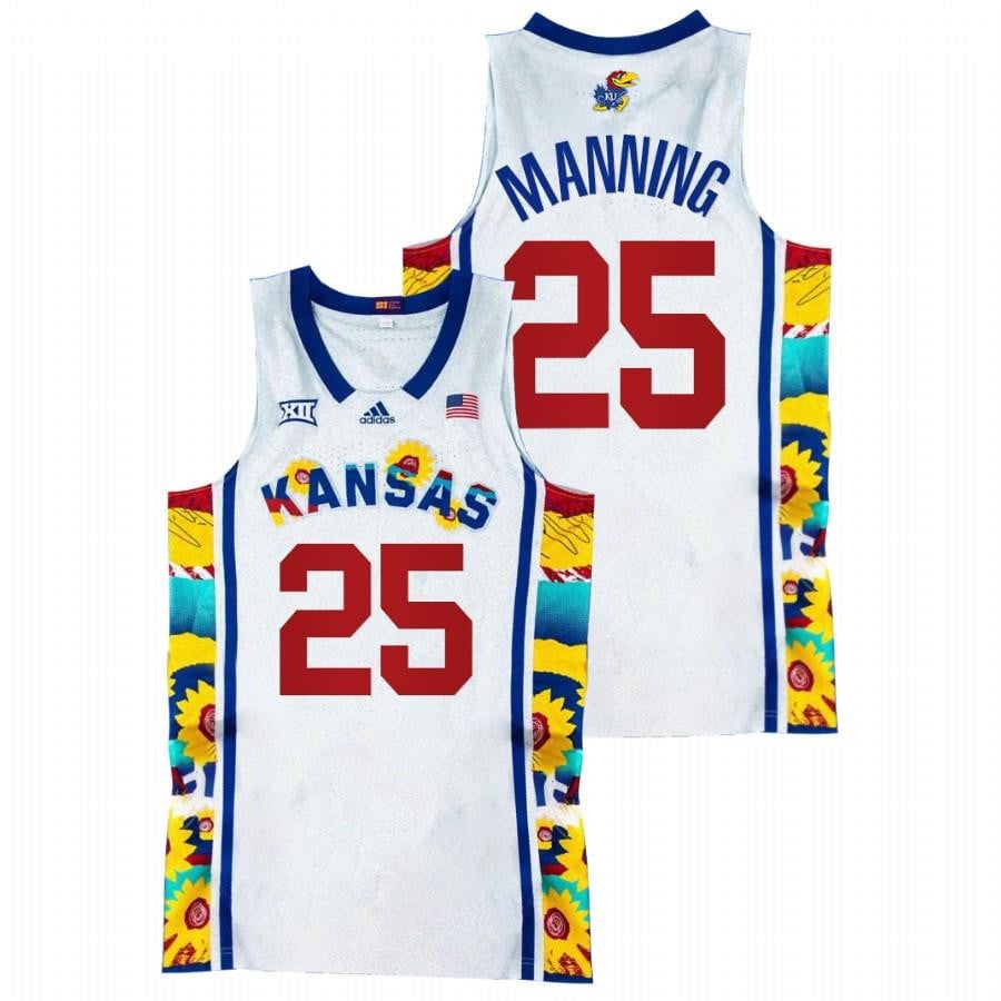 Kansas Jayhawks Danny Manning 25 White Sunflower Showdown Basketball Men Jersey