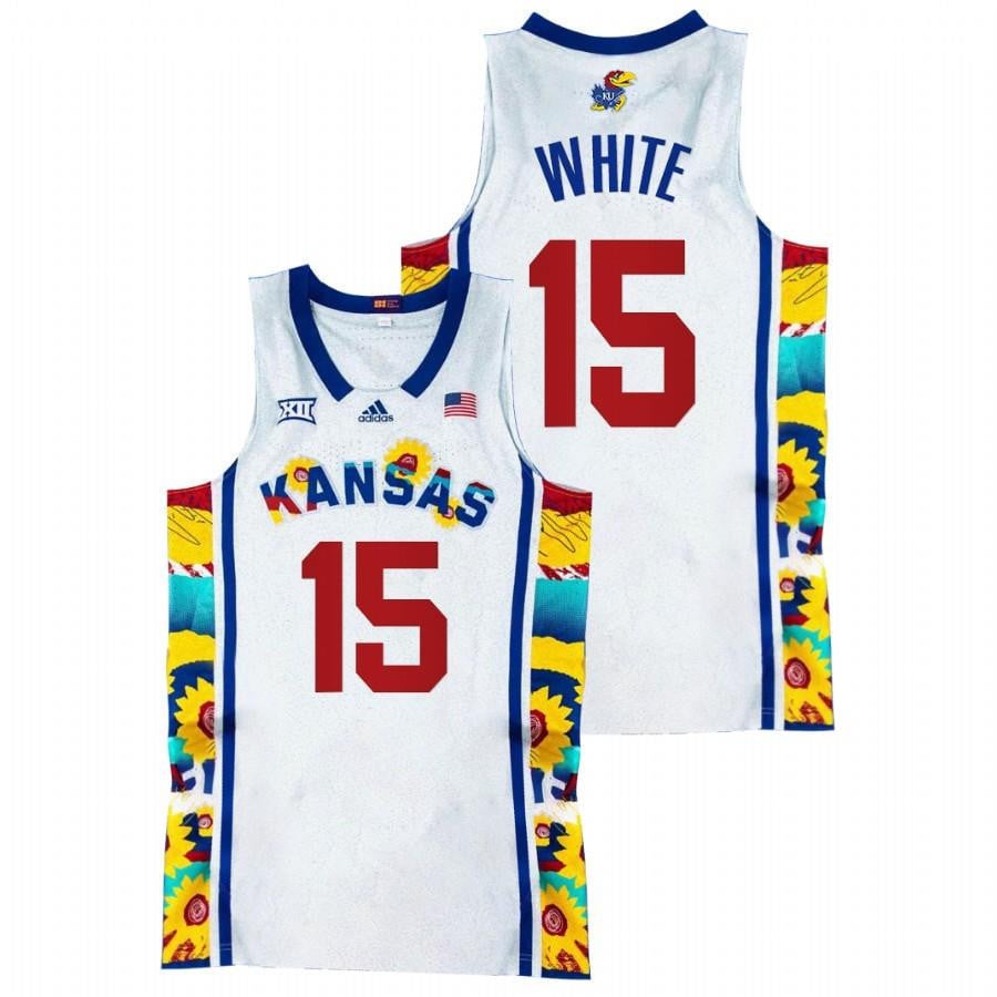 Kansas Jayhawks Jo Jo White 15 White Sunflower Showdown Basketball Men Jersey
