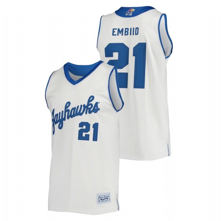 Kansas Jayhawks Joel Embiid 21 Cream Commemorative Classic College Jersey