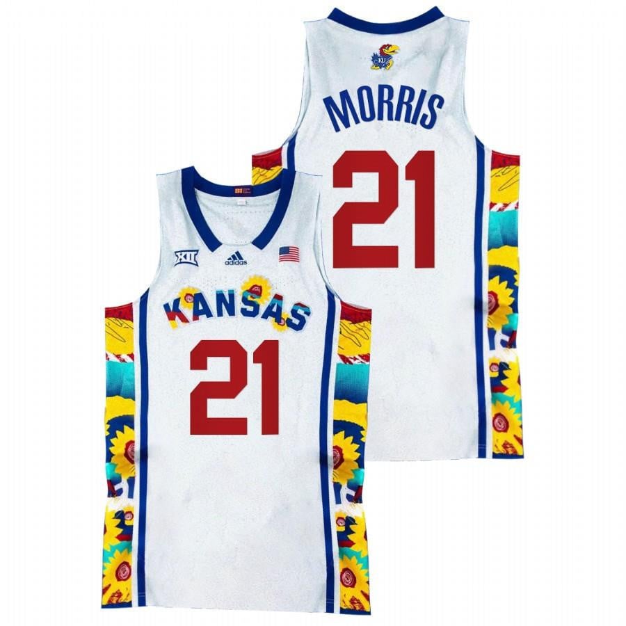 Kansas Jayhawks Markieff Morris 21 White Sunflower Showdown Basketball Men Jersey