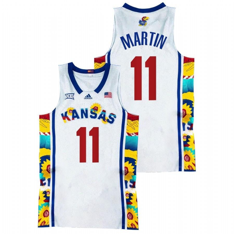 Kansas Jayhawks Remy Martin 11 2022 White Sunflower Showdown Basketball Men Jersey