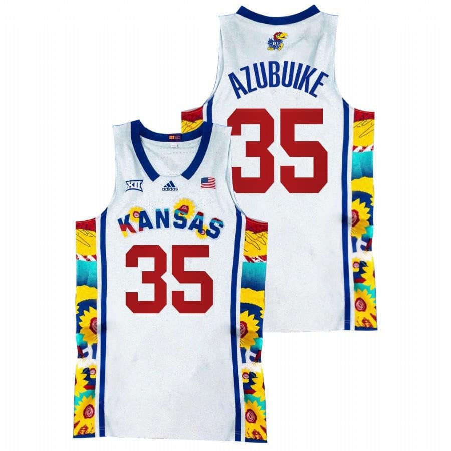 Kansas Jayhawks Udoka Azubuike 35 White Sunflower Showdown Basketball Men Jersey
