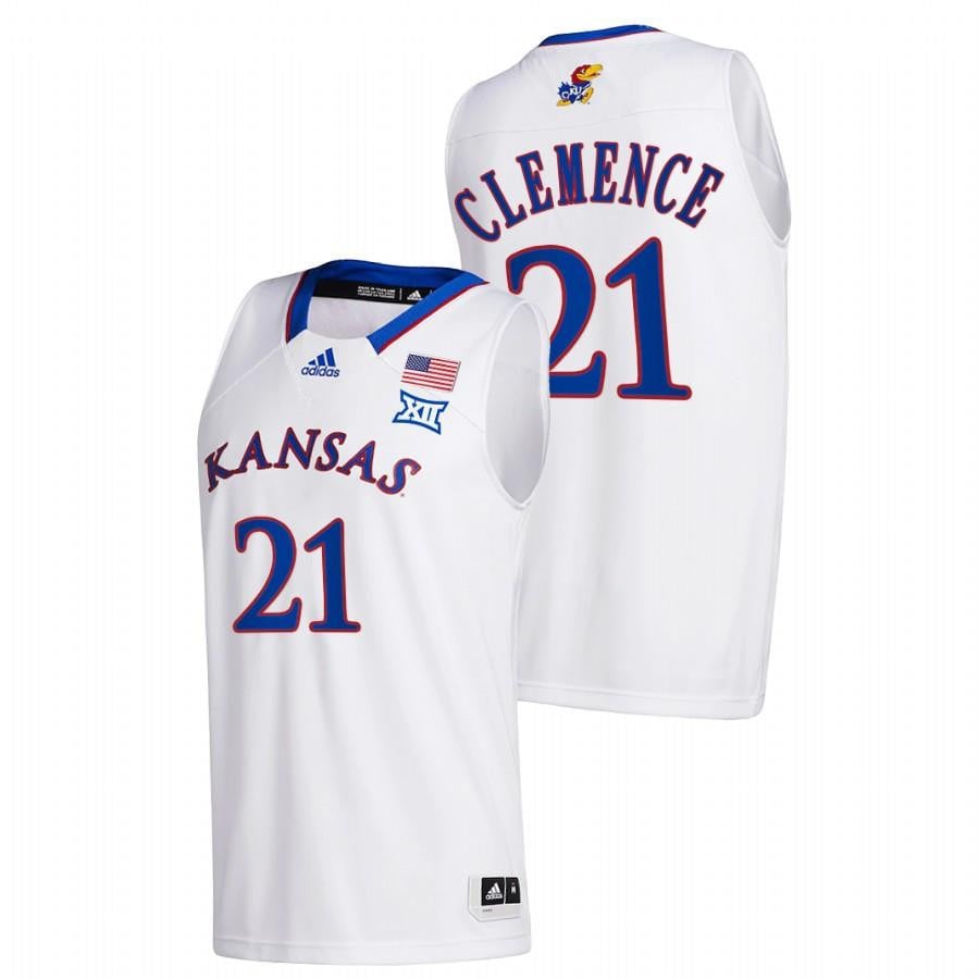 Kansas Jayhawks Zach Clemence 21 2023 White College Basketball Home Men Jersey