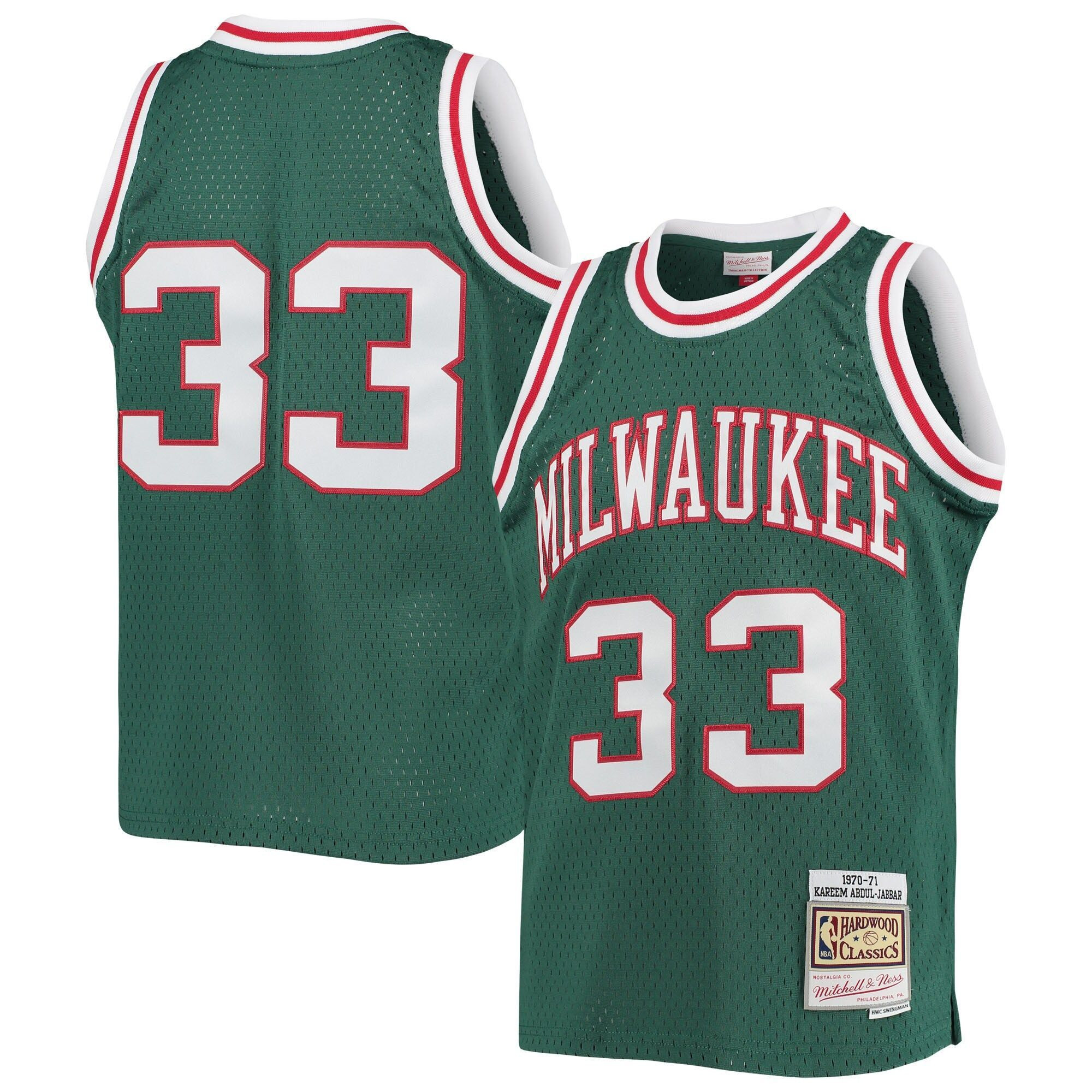 Kareem Abdul-jabbar Milwaukee Bucks Mitchell & Ness Youth 1970-71 Hardwood Classics Swingman Jersey - Green