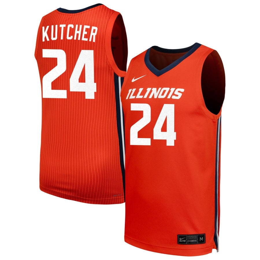 Keaton Kutcher 24 Illinois Fighting Illini Unisex Nil Men's Basketball Jersey - Orange