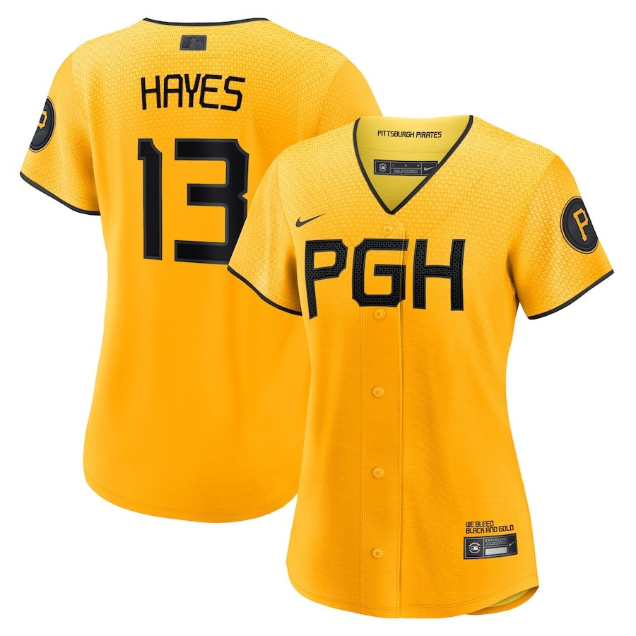 Ke'bryan Hayes 13 Pittsburgh Pirates 2023 City Connect Women Jersey - Gold