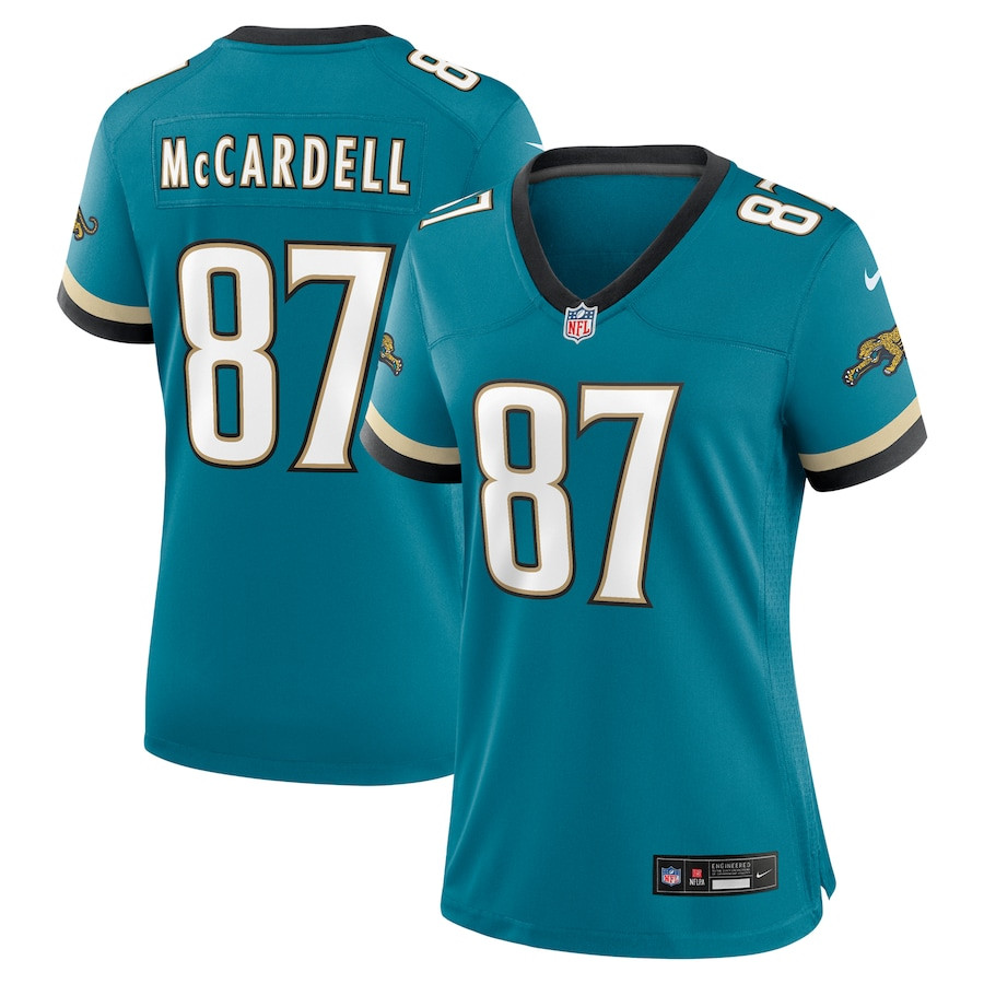 Keenan Mccardell 87 Jacksonville Jaguars Women's Prowler Throwback Game Jersey - Teal Js8340
