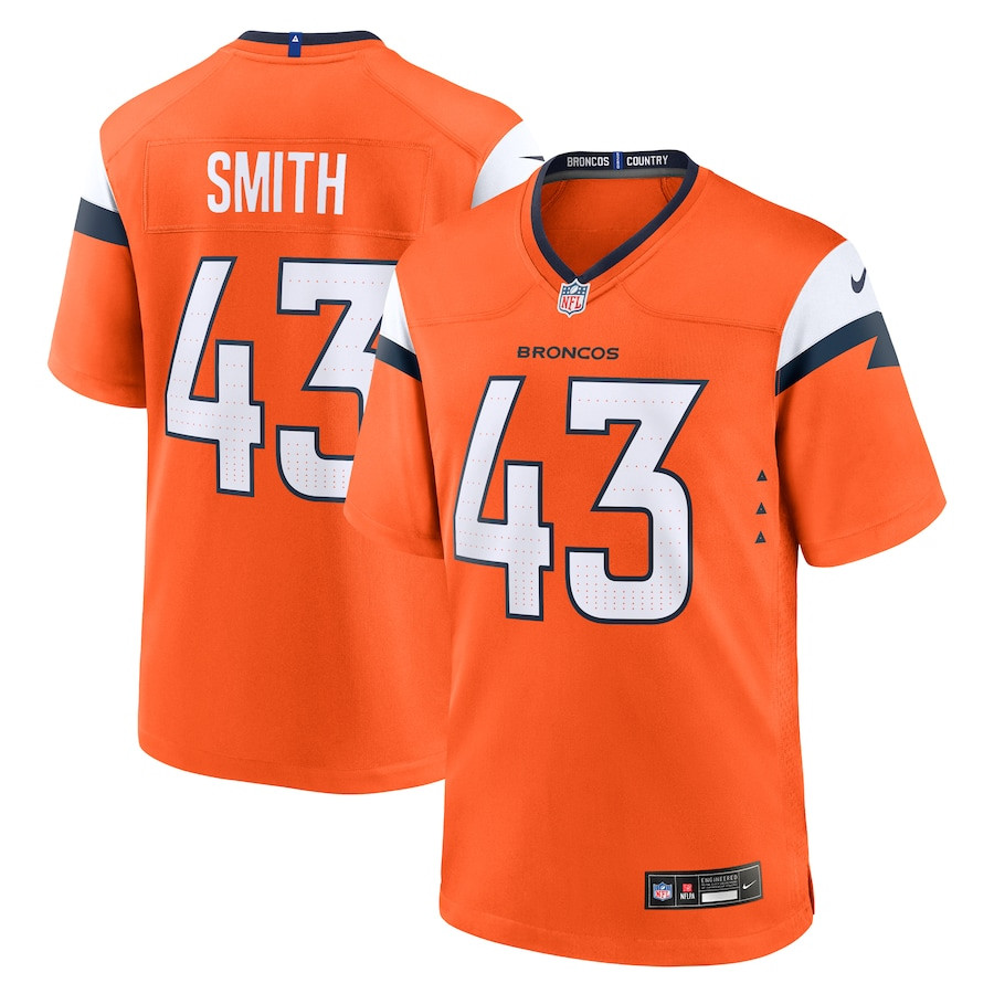 Keidron Smith 43 Denver Broncos Team Game Men Jersey - Orange Js6853