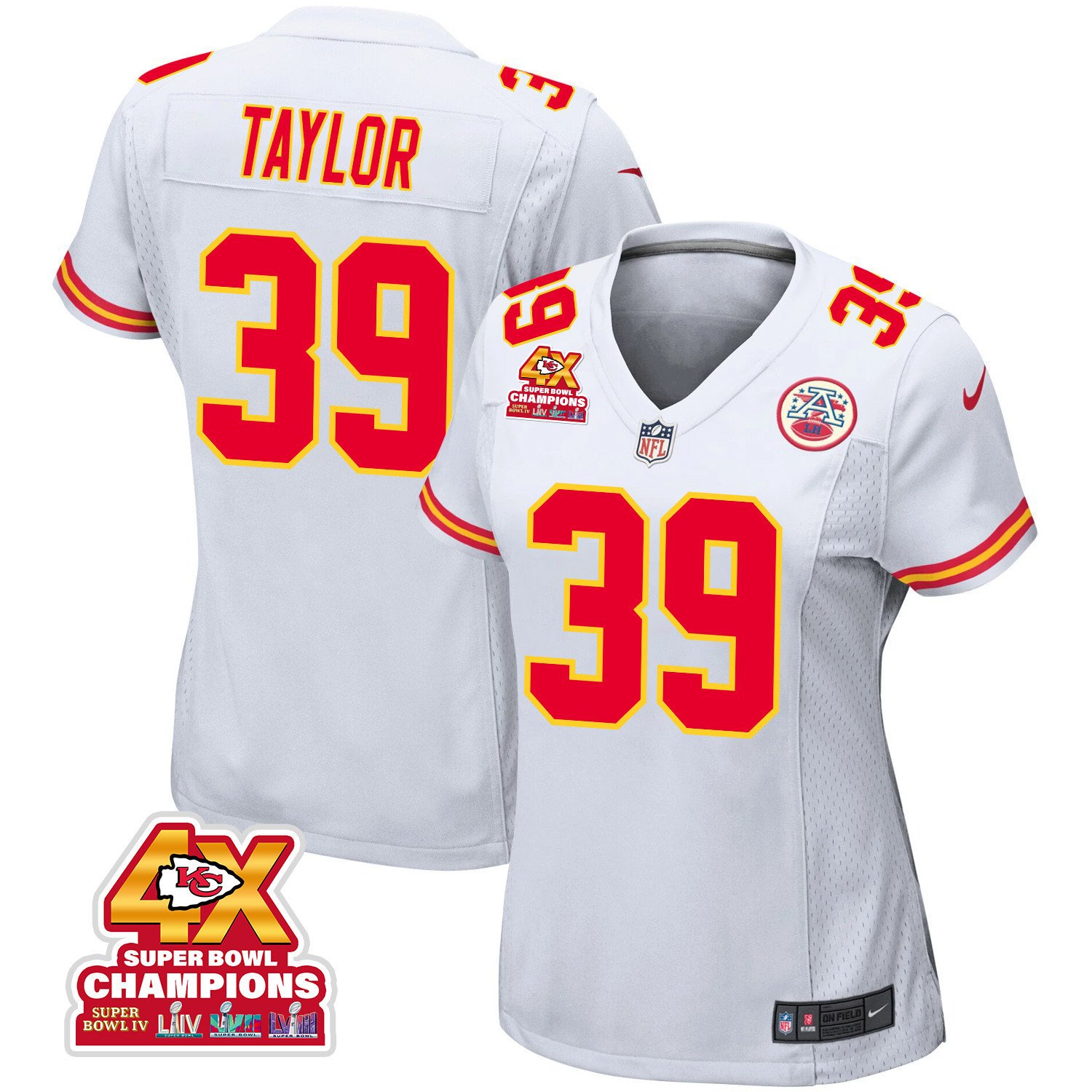 Keith Taylor 39 Kansas City Chiefs Super Bowl Lviii Champions 4x Game Women Jersey - White Js7854