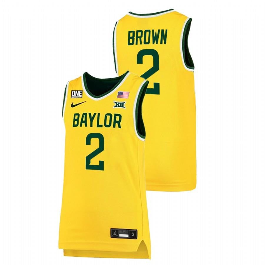 Kendall Brown 2 Gold Baylor Bears 2022 Big 12 College Basketball Jersey