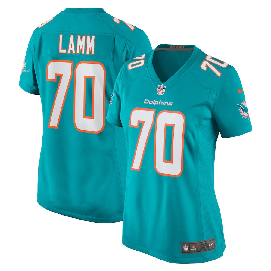 Kendall Lamm 70 Miami Dolphins Women Home Game Jersey - Aqua Js4597