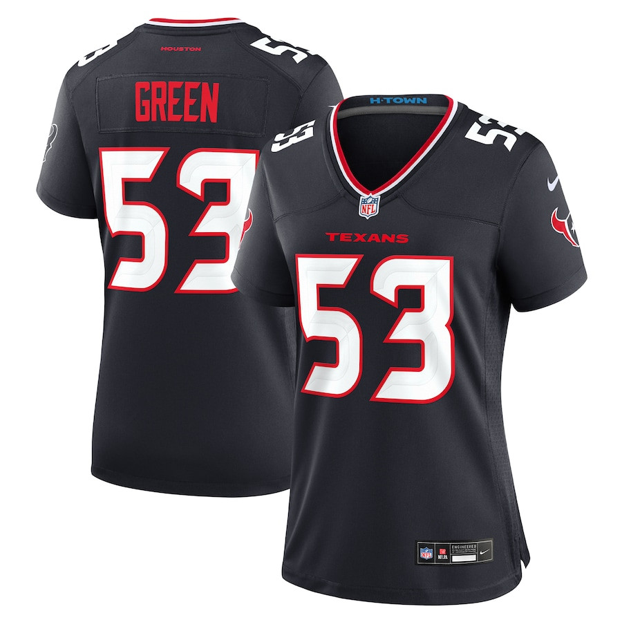 Kendrick Green 53 Houston Texans Women's Team Game Jersey - Navy Js3184